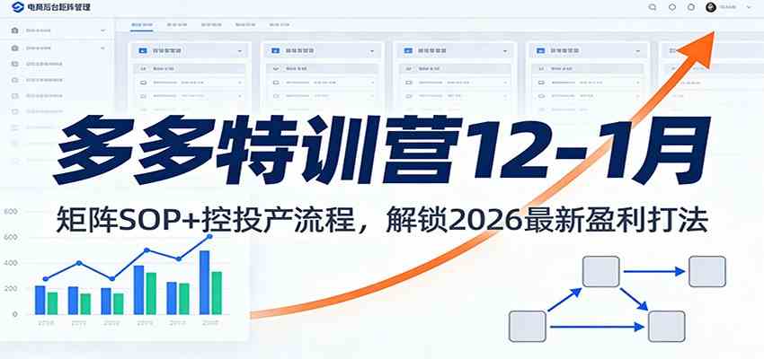 多多特训营12-1月:矩阵SOP+ 控投产流程,解锁2026最新盈利打法-凡人轻创