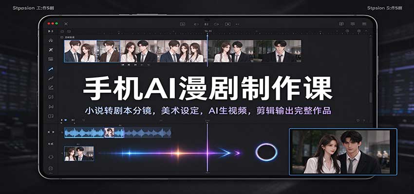 手机AI漫剧制作课:小说转剧本分镜,美术设定,AI生视频,剪辑输出完整作品-凡人轻创