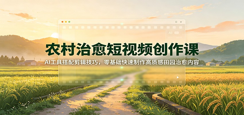 农村治愈短视频创作课:AI工具搭配剪辑技巧,零基础快速制作高质感田园治愈内容 农村治愈短视频创作课:AI工具搭配剪辑技巧,零基础快速制作高质感田园治愈内容