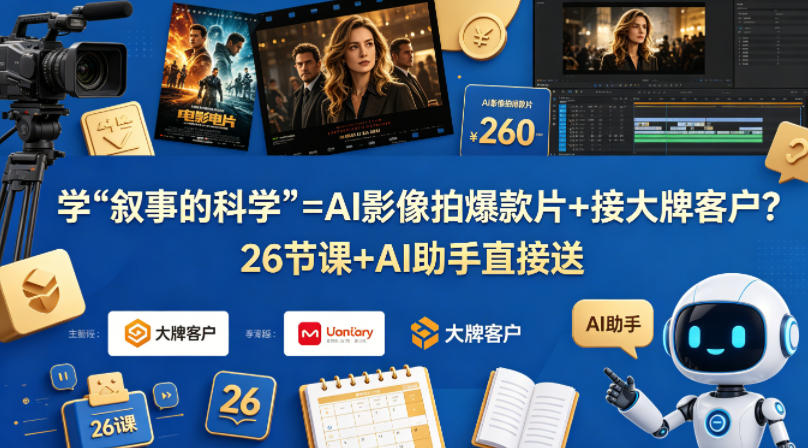 学《叙事的科学》=AI影像拍爆款片+接大牌客户？26节课+AI助手直接送【原创双语字幕】-凡人轻创