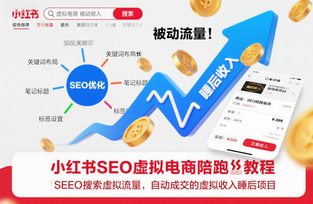 小红书SEO虚拟电商陪跑教程，实现seo搜索被动流量，自动成交的被动收入睡后项目-凡人轻创