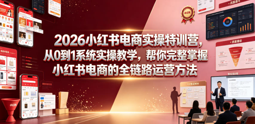 2026小红书电商实操特训营，从0到1系统实操教学，帮你完整掌握小红书电商的全链路运营方法-凡人轻创