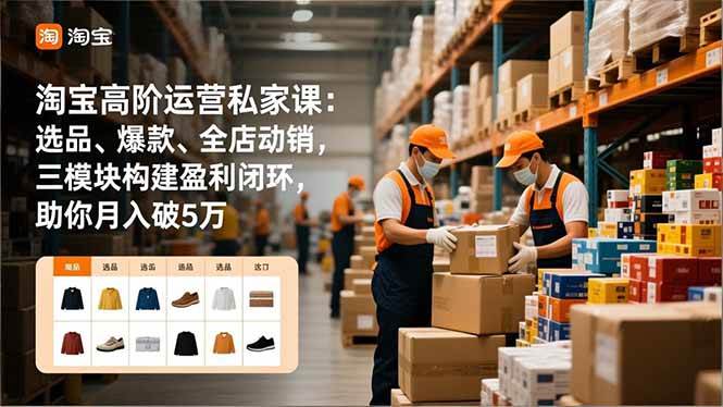 (16865期)淘宝高阶运营私家课:选品、爆款、全店动销,三模块构建盈利闭环,助你月入破5万-凡人轻创