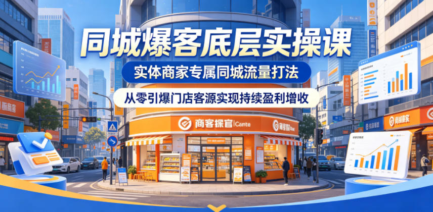 同城爆客底层实操课,实体商家专属同城流量打法,从零引爆门店客源实现持续盈利增收-凡人轻创