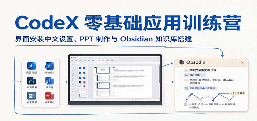 CodeX零基础应用训练营:界面安装中文设置,PPT制作与Obsidian知识库搭建 CodeX零基础应用训练营:界面安装中文设置,PPT制作与Obsidian知识库搭建