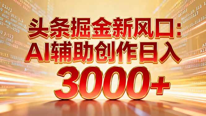 （16923期）头条掘金新风口：AI辅助创作日入3000+，矩阵玩法当天启动隔天见效-凡人轻创