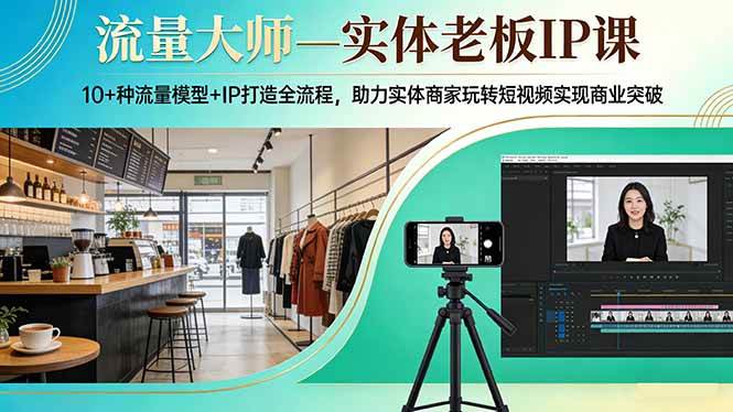 （17638期）流量大师—实体老板IP课：10+种流量模型+IP打造全流程，助力实体商家玩转短视频实现商业突破-凡人轻创