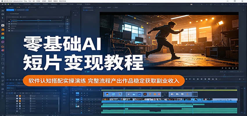 零基础AI短片变现教程：软件认知搭配实操演练，完整流程产出作品稳定获取副业收入-凡人轻创
