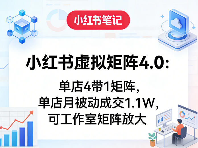 小红书虚拟矩阵4.0：单店4带1矩阵，单店月被动成交1.1W，可工作室矩阵放大-凡人轻创