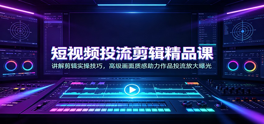 短视频投流剪辑精品课：讲解剪辑实操技巧，高级画面质感助力作品投流放大曝光-凡人轻创