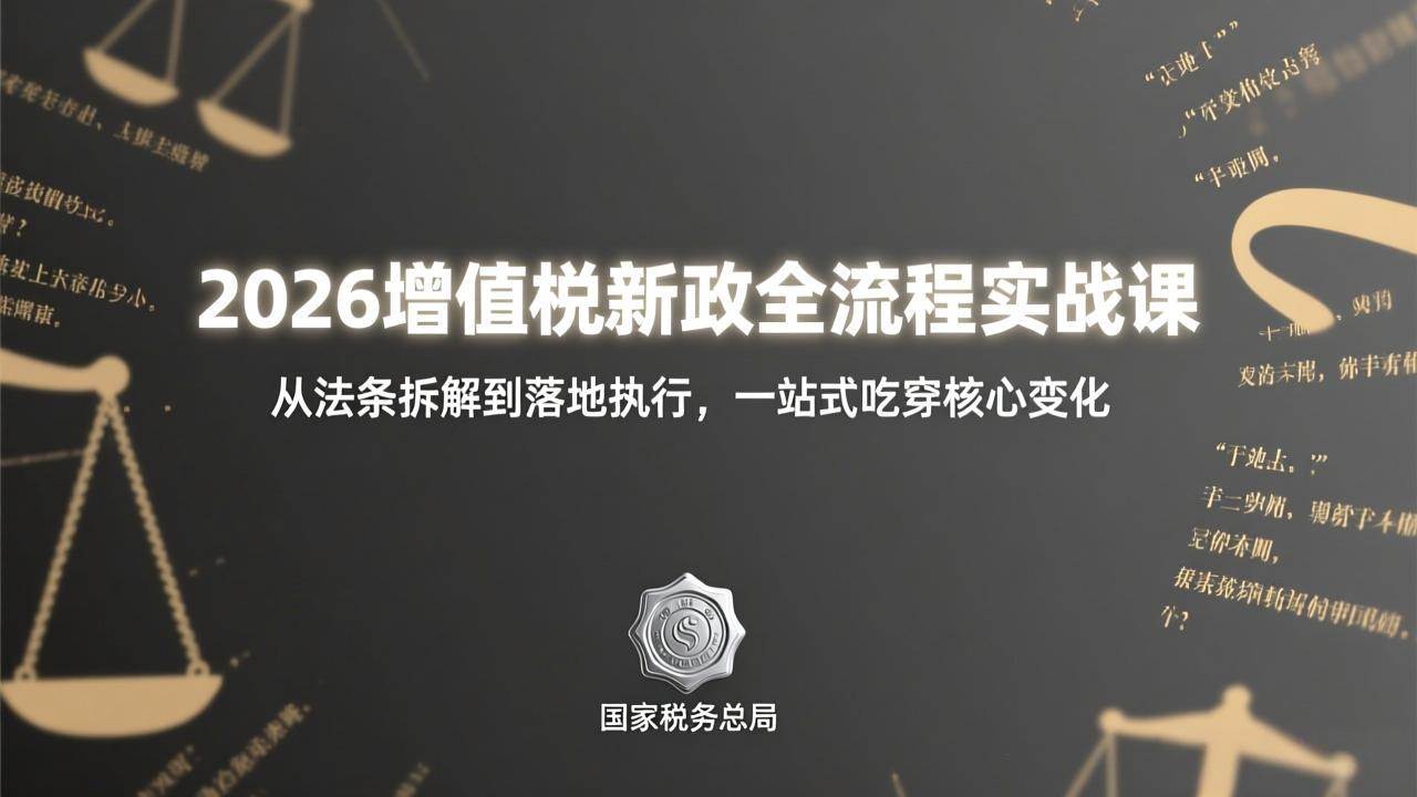(17529期)2026增值税新政全流程实战课:从法条拆解到落地执行,一站式吃透核心变化-凡人轻创