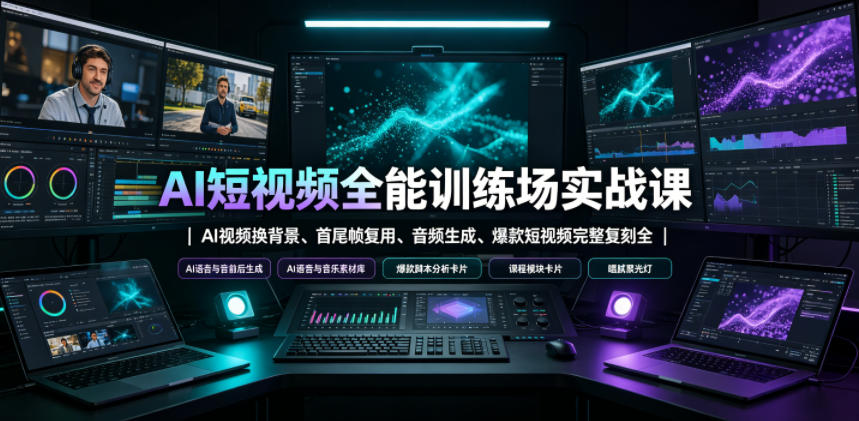 AI短视频全能训练场实战课|AI视频换背景、首尾帧复用、音频生成、爆款短视频完整复刻全套实操教学-凡人轻创