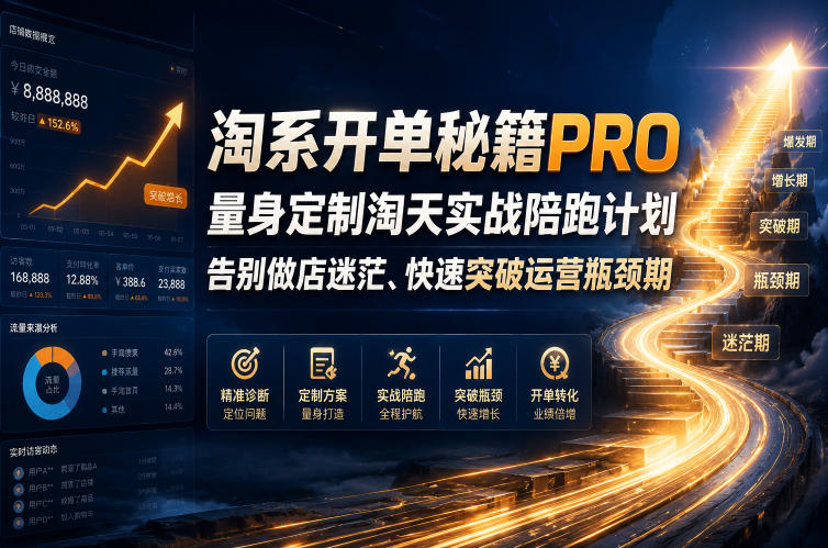 淘系开单秘籍PRO，量身定制淘天实战陪跑计划，告别做店迷茫、快速突破运营瓶颈期（2026年6月22日）-凡人轻创