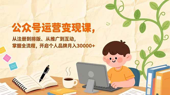 (17067期)公众号运营变现课,从注册到排版、从推广到互动,掌握全流程,开启个人品牌月入30000+-凡人轻创