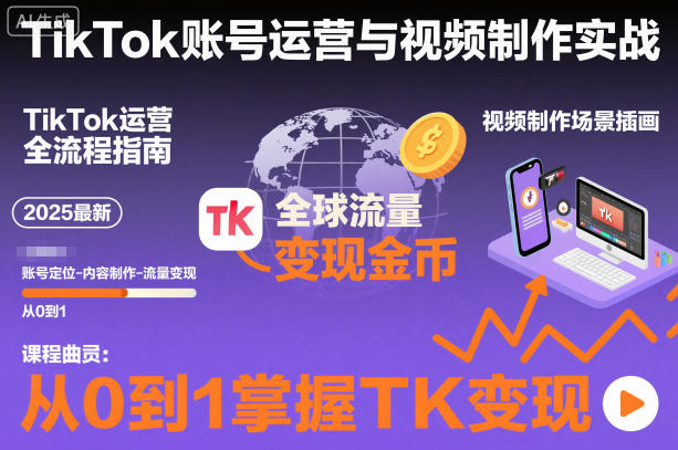 2025最新TikTok账号运营与视频制作实战全流程，从0到1掌握TK变现（含11月最新TK搬运技术）-凡人轻创