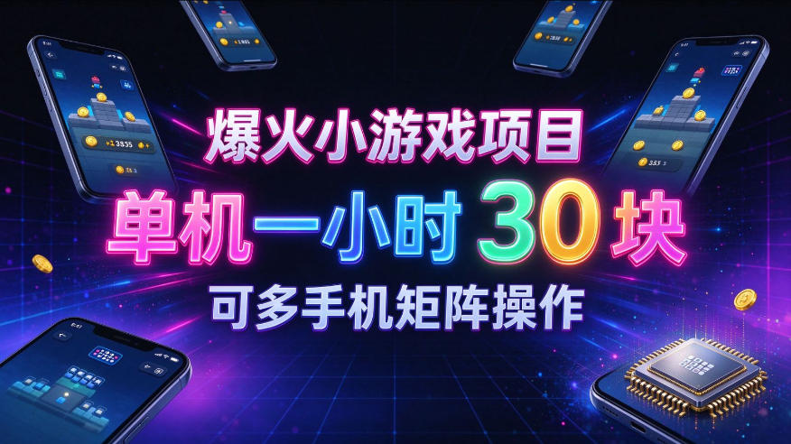 爆火小游戏撸金项目,实测单机一小时30+,可多手机矩阵操作,新手看完一遍就能上手【揭秘】-凡人轻创