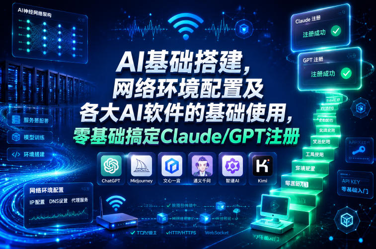 AI基础搭建，网络环境配置及各大AI软件的基础使用，零基础搞定Claude/GPT注册-凡人轻创