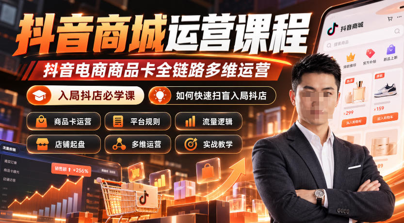 抖音商城运营课程,抖音电商商品卡全链路多维运营,入局抖店必学课, 如何快速扫盲入局抖店(更新26年10月)-凡人轻创