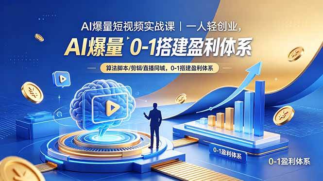 （18652期）AI爆量短视频实战课｜一人轻创业，算法脚本剪辑直播同城，0-1搭建盈利体系-凡人轻创