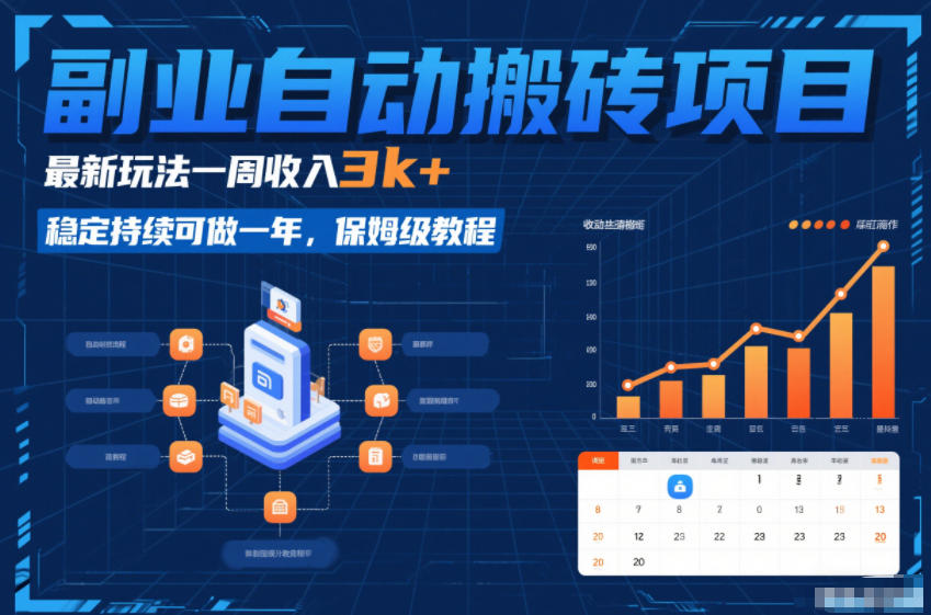 副业自动搬砖项目，最新玩法一周收入3k+，稳定持续可做一年，保姆级教程【揭秘】-凡人轻创