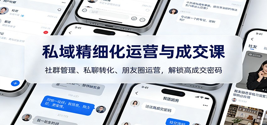 私域精细化运营与成交课：社群管理、私聊转化、朋友圈运营，解锁高成交密码-凡人轻创