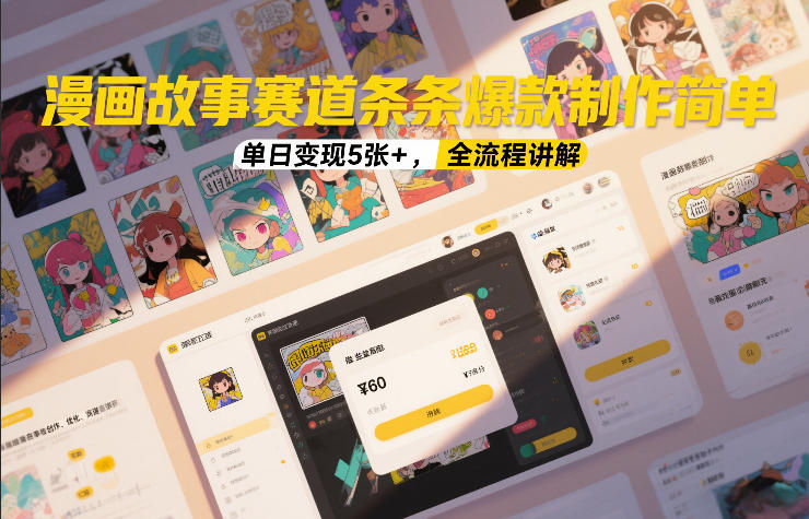 漫画故事赛道条条爆款制作简单，单日变现5张+，全流程讲解-凡人轻创