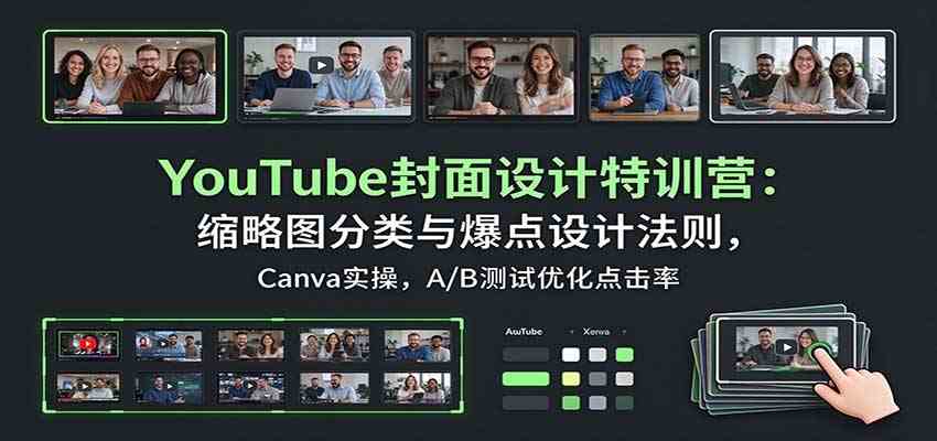 YouTube封面设计特训营：缩略图分类与爆点设计法则，Canva实操，A/B测试优化点击率-凡人轻创