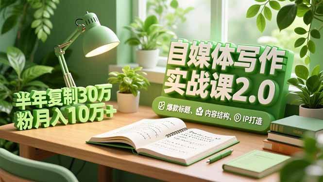 （16734期）自媒体写作实战课2.0，爆款标题、内容结构、IP打造，半年复制30万粉月入10万+-凡人轻创