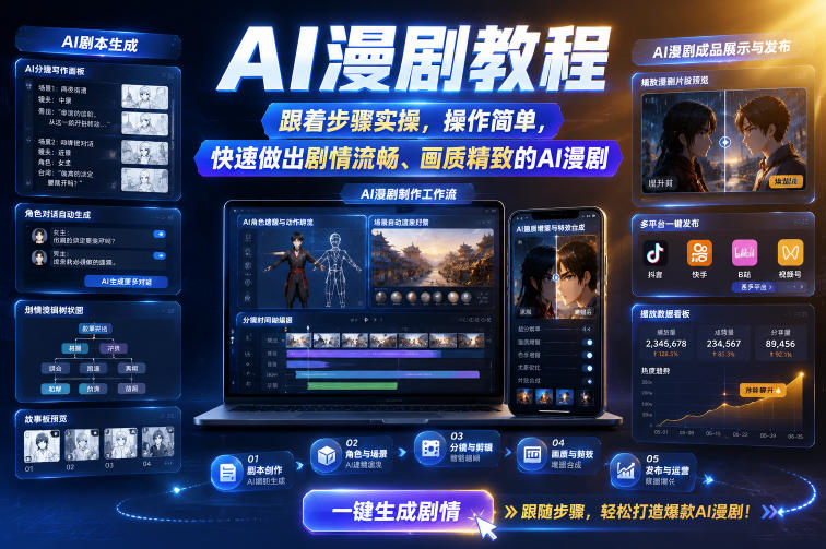 AI漫剧教程，跟着步骤实操，操作简单，快速做出剧情流畅、画质精致的AI漫剧-凡人轻创