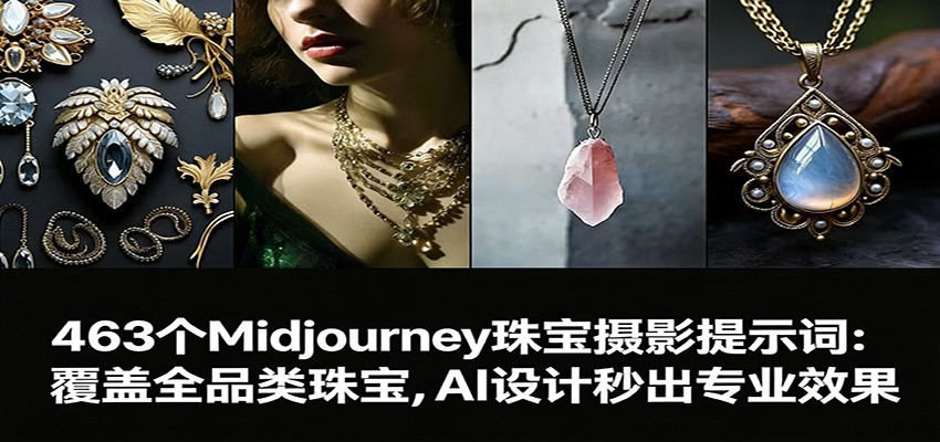 463个Midjourney珠宝摄影提示词:覆盖全品类珠宝,AI设计秒出专业效果-凡人轻创