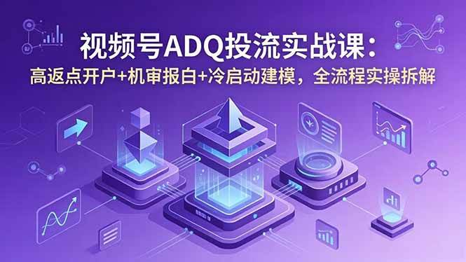 （18623期）视频号ADQ投流实战课：高返点开户+机审报白+冷启动建模，全流程实操拆解-凡人轻创