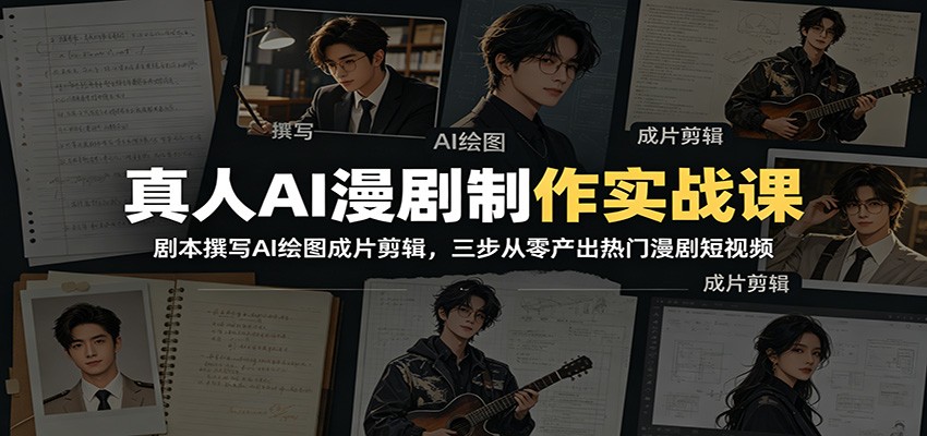 真人AI漫剧制作实战课：剧本撰写AI绘图成片剪辑，三步从零产出热门漫剧短视频-凡人轻创