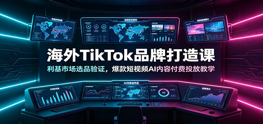海外TikTok品牌打造课:利基市场选品验证,爆款短视频AI内容付费投放教学-凡人轻创