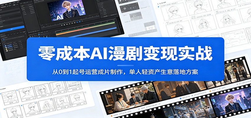 零成本AI漫剧变现实战：从0到1起号运营成片制作，单人轻资产生意落地方案-凡人轻创