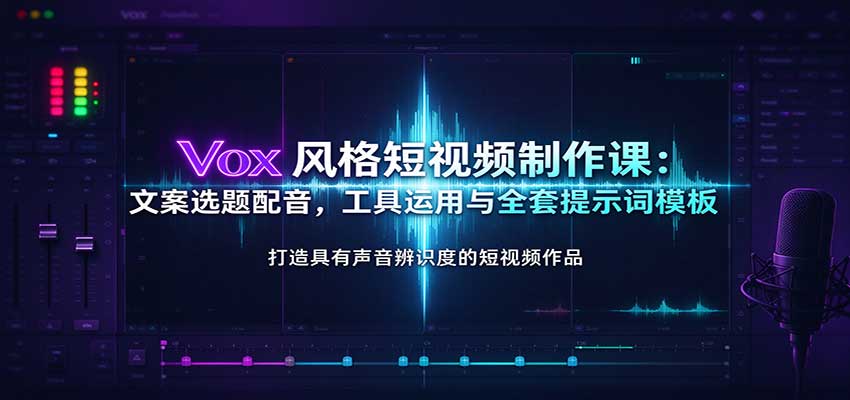 Vox风格短视频制作课:文案选题配音,工具运用与全套提示词模板-凡人轻创