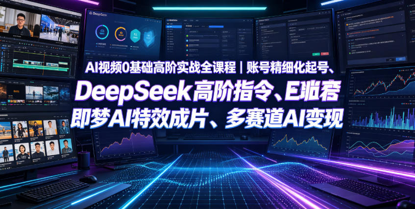 AI视频0基础高阶实战全课程｜账号精细化起号、DeepSeek高阶指令、即梦AI特效成片、多赛道AI短视频量产变现-凡人轻创