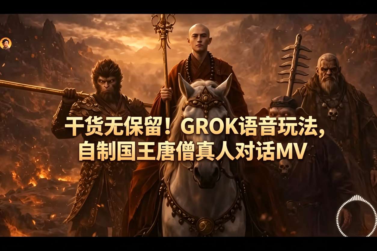 干货无保留！GROK语音玩法，自制国王唐僧真人对话MV-凡人轻创