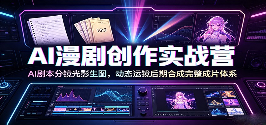 AI漫剧创作实战营：AI剧本分镜光影生图，动态运镜后期合成完整成片体系-凡人轻创