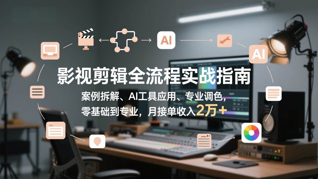 （17338期）影视剪辑全流程实战指南，案例拆解、AI工具应用、专业调色，零基础到专业，月接单收入2万+-凡人轻创