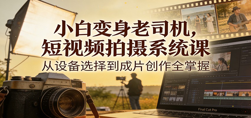 小白变身老司机,短视频拍摄系统课,从设备选择到成片创作全掌握-凡人轻创