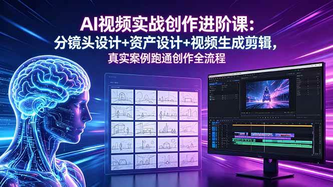 （18596期）AI视频实战创作进阶课：分镜头设计+资产设计+视频生成剪辑，真实案例跑通创作全流程-凡人轻创