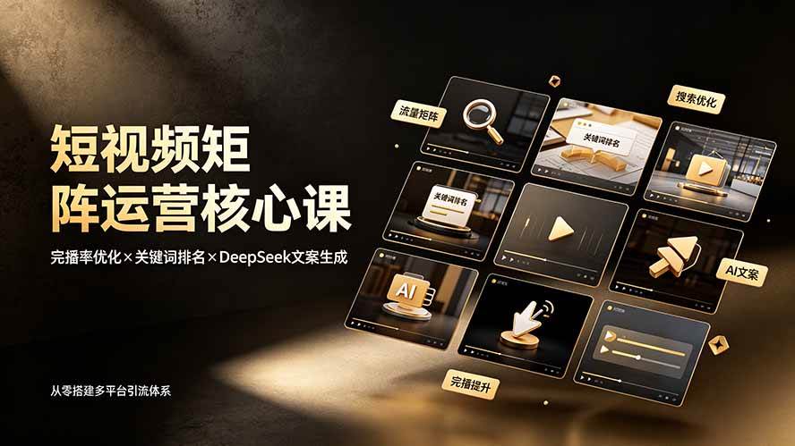 （19259期）短视频矩阵运营核心课：完播率优化×关键词排名×DeepSeek文案生成，从零搭建多平台引流体系-凡人轻创