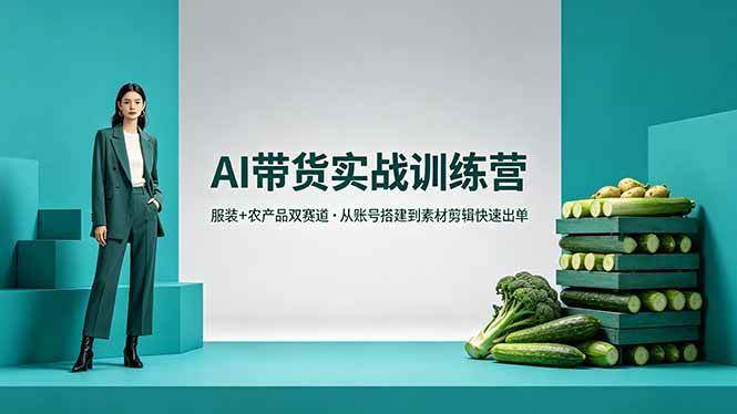（18355期）AI带货实战训练营，服装+农产品双赛道，从账号搭建到素材剪辑快速出单-凡人轻创