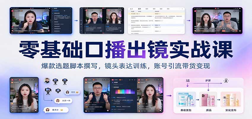 零基础口播出镜实战课:爆款选题脚本撰写,镜头表达训练,账号引流带货变现 零基础口播出镜实战课:爆款选题脚本撰写,镜头表达训练,账号引流带货变现