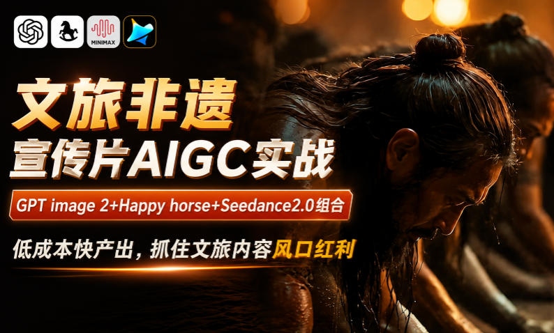 文旅非遗宣传片AIGC实战，GPT image 2+Happy horse+Seedance2.0组合，低成本快产出，抓住文旅内容风口红利-凡人轻创