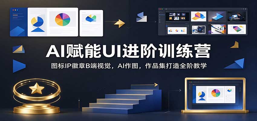 AI赋能UI进阶训练营：图标IP徽章B端视觉，AI作图，作品集打造全阶教学-凡人轻创