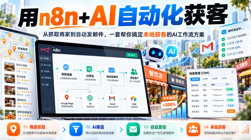 【无水印】用n8n+AI自动化获客，从抓取商家到自动发邮件，一套帮你搞定本地获客的AI工作流方案【原创双语字幕】-凡人轻创