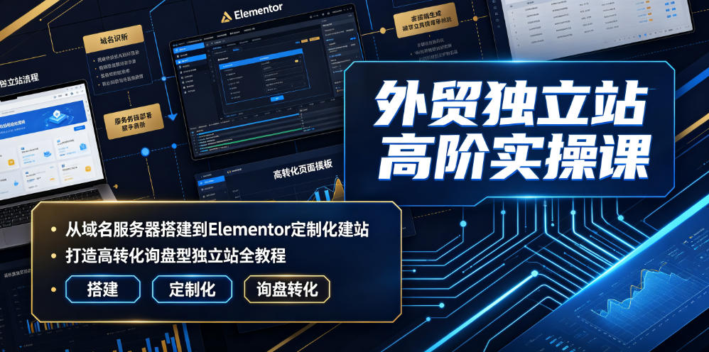 外贸独立站高阶实操课|从域名服务器搭建到Elementor定制化建站,打造高转化询盘型独立站全教程-凡人轻创