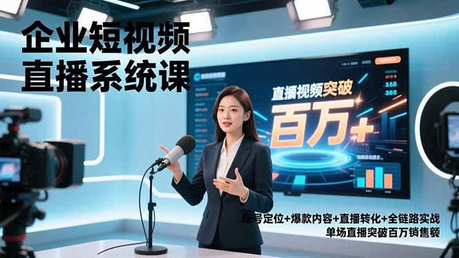 （16878期）企业短视频直播系统课，账号定位+爆款内容+直播转化+全链路实战，单场直播突破百万销售额-凡人轻创