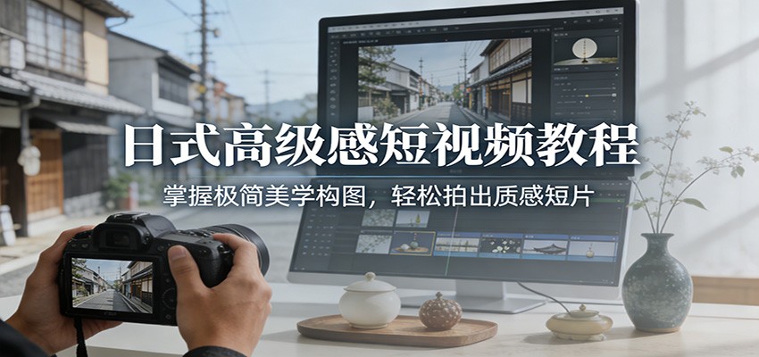 日式高级感短视频教程：掌握极简美学构图，轻松拍出质感短片-凡人轻创